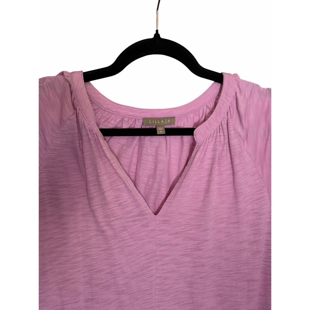 Lilla P Pink Pima Cotton Modal Ruffle Hem Dress Sz M NWOT Coastal Resort Travel - Picture 3 of 8